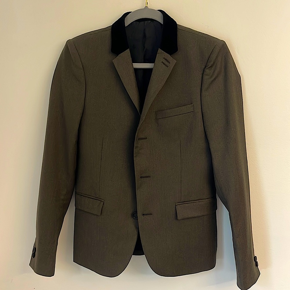The Kooples Olive Fitted Blazer with velvet collar